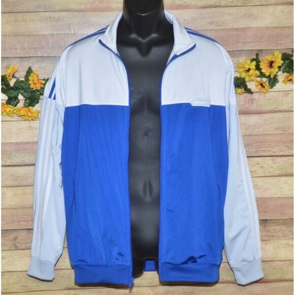 Adidas Blue & White Split Firebird Jacket Men's Large L Color Block Classic - Picture 6 of 11